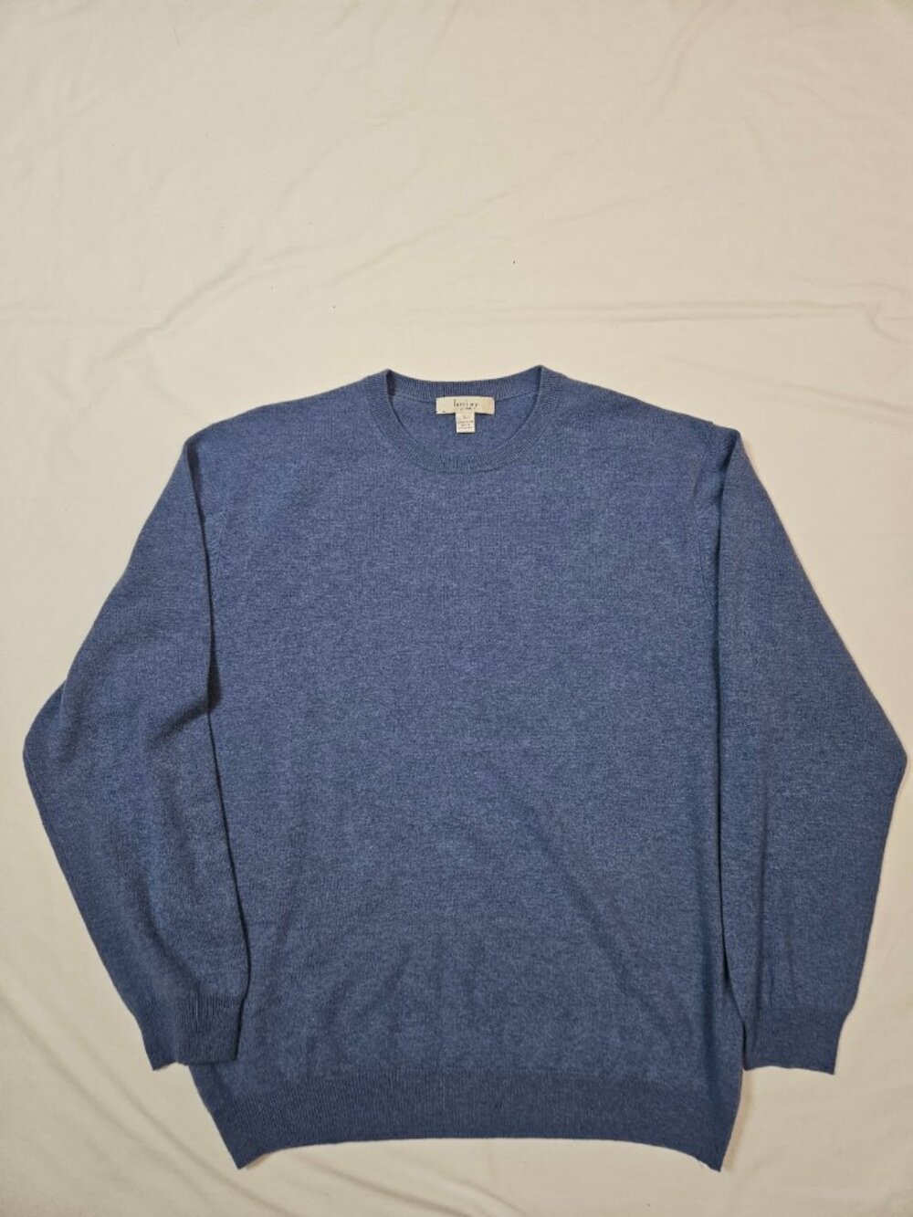 Turnbury Men’s Blue 100% Cashmere Luxury Knit Crewneck Sweater Large L 💙✨